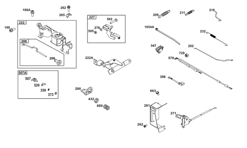 Controls Group Diagram and Parts List for 386442-0467-G1  Briggs and Stratton Engine